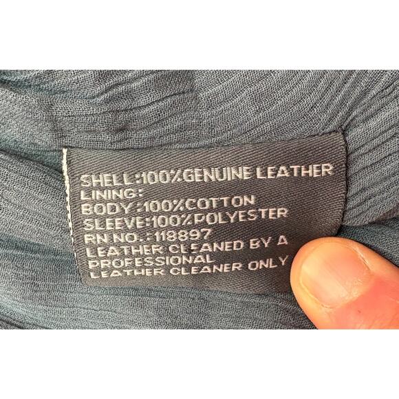 Alexander Julian American Modern Women’s Leather Jacket Belted Blue Size L - Picture 7 of 16